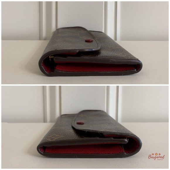 Authentic Louis Vuitton Monogram Canvas Leather Red Emilie Long Wallet CA2140 - Picture 6 of 12